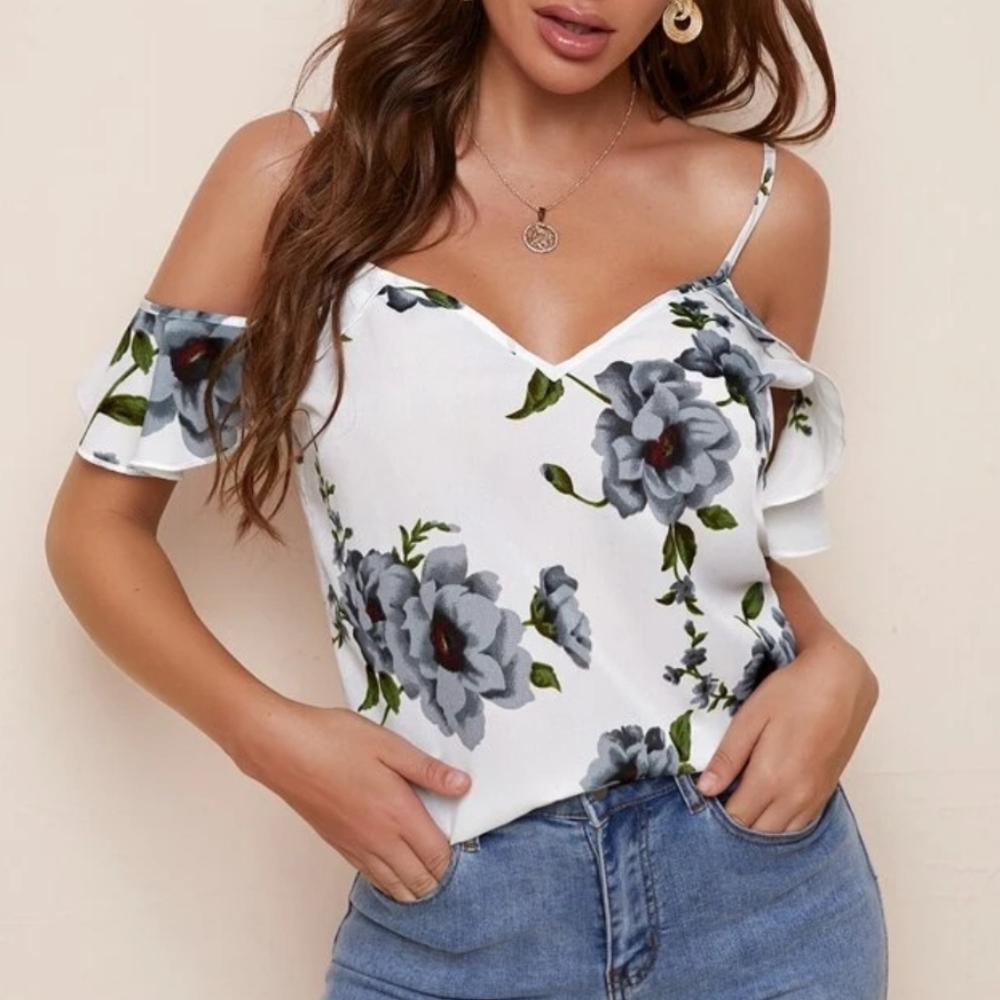Cold Shoulder Floral Tank Size XL 12